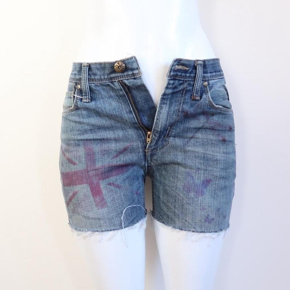 union jack butterfly denim shorts indie sleaze y2k